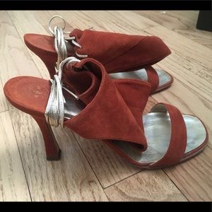 Rene Mancini Suede ankle strap heeled sandals